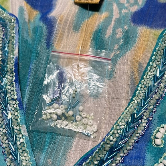 NWOT Midnight Velvet Sheer Tunic Top XL Multi Beaded Embroidered V-Neck - Picture 4 of 16